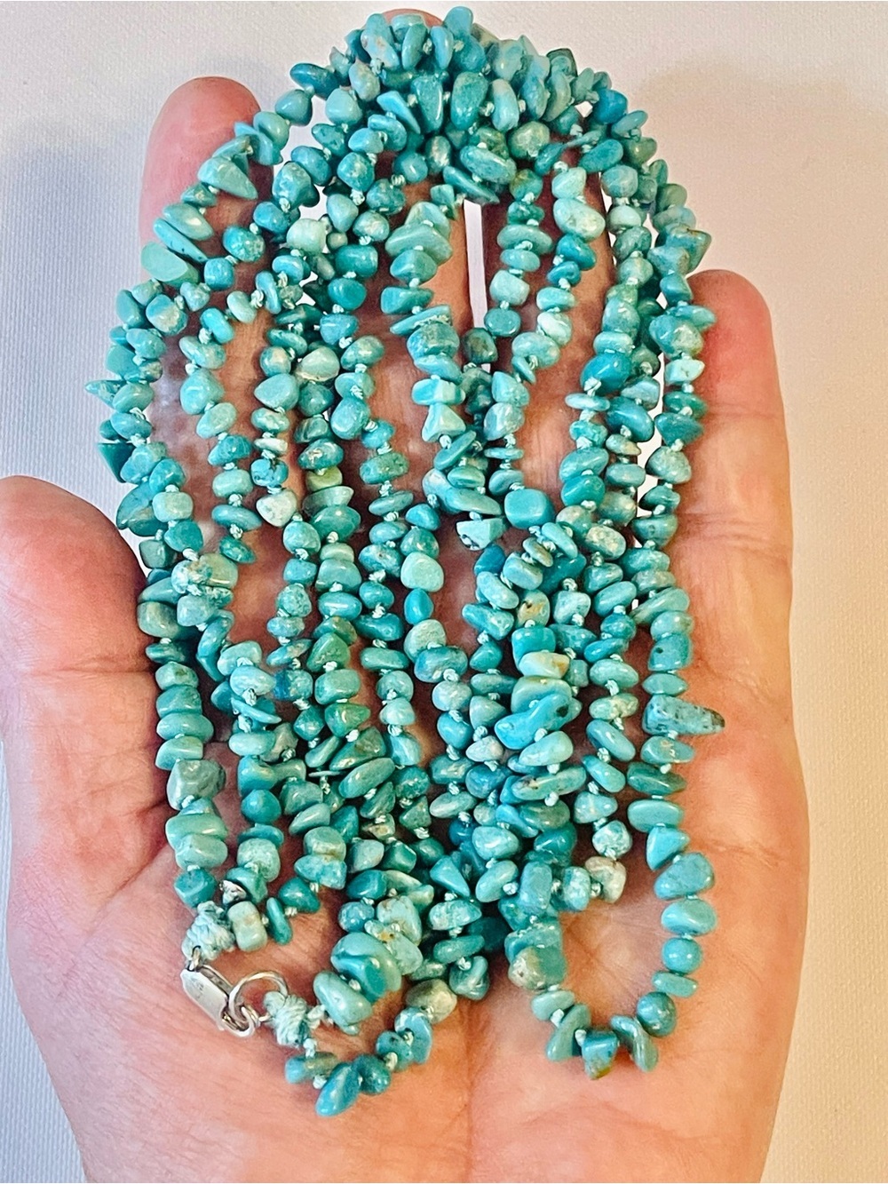 Vintage Southwest Beaded Necklace
Genuine Turquoise Chip Necklace Multi
Strands